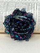 2.5" Navy Blue Floral Shabby Flower