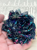 2.5" Navy Blue Floral Shabby Flower