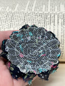 2.5" Navy Blue Floral Shabby Flower