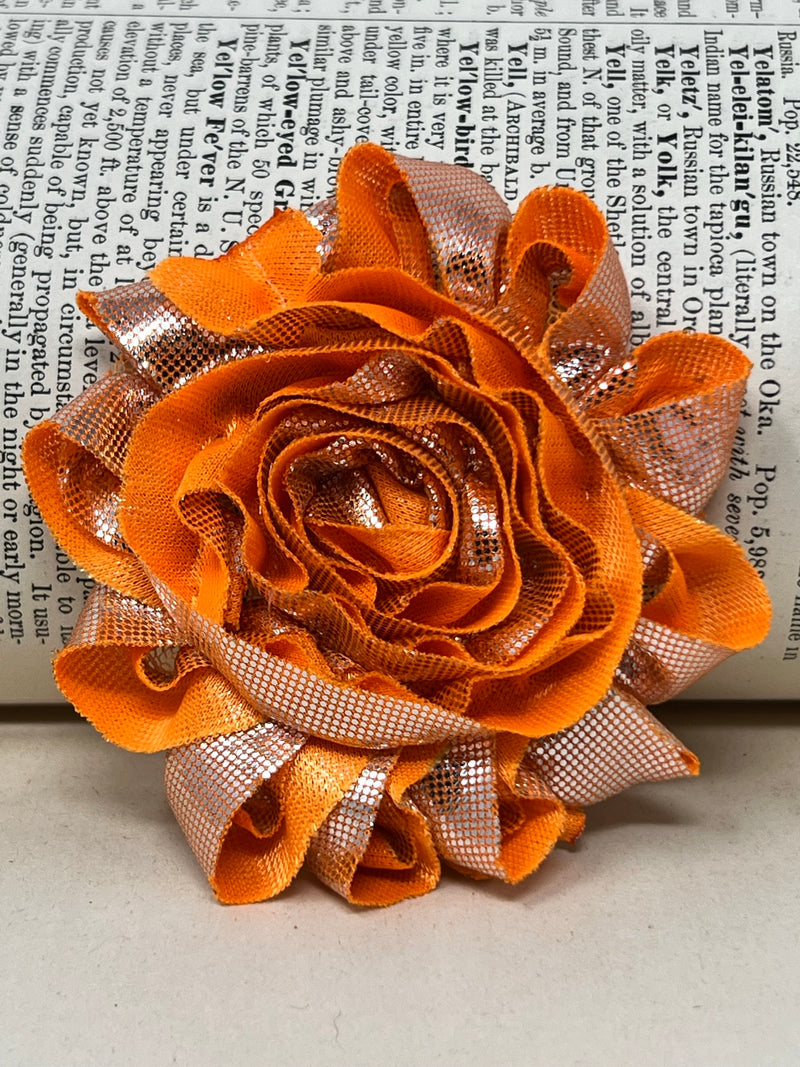 2.5" Shiny Orange Shabby Flower