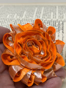 2.5" Shiny Orange Shabby Flower