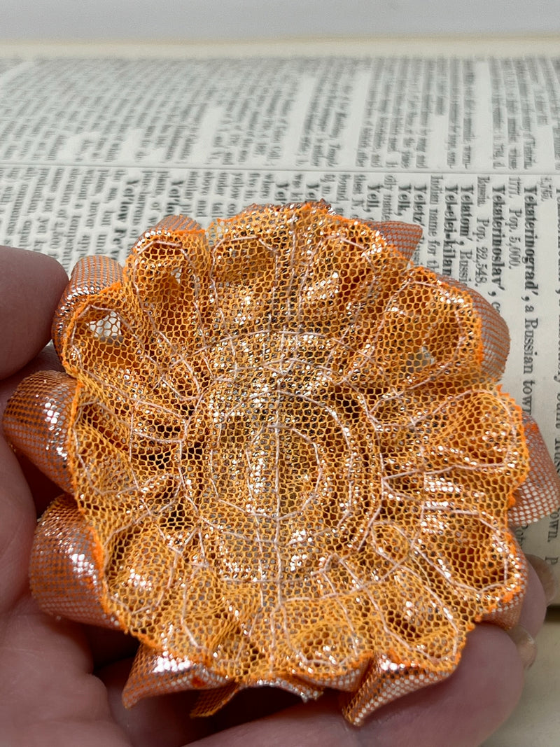 2.5" Shiny Orange Shabby Flower