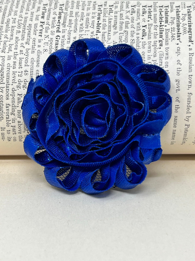 2.5" Shiny Royal Blue Shabby Flower