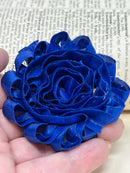 2.5" Shiny Royal Blue Shabby Flower