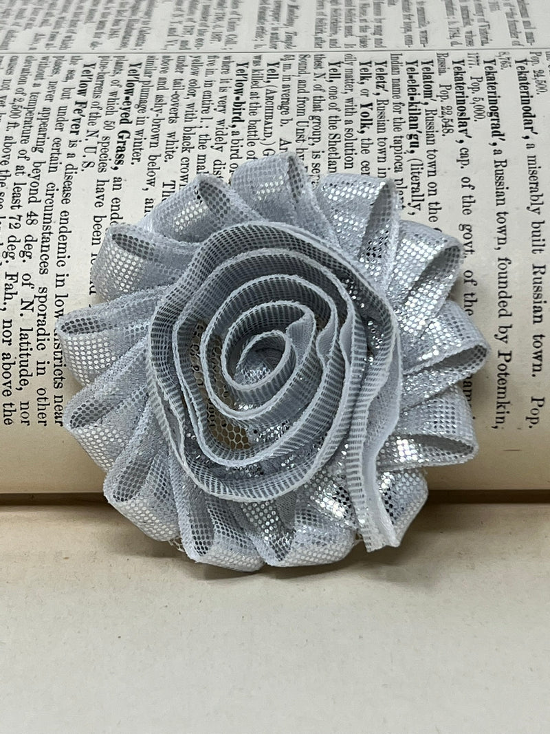 2.5" Shiny Silver Shabby Flower