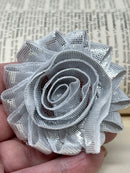 2.5" Shiny Silver Shabby Flower