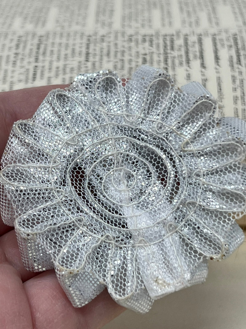 2.5" Shiny Silver Shabby Flower