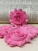 2.5" Bubble Gum Pink Shabby Flower