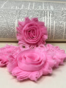 2.5" Bubble Gum Pink Shabby Flower