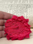 2.5" Dark Pink Shabby Flower