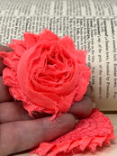 2.5" Neon Coral Shabby Flower