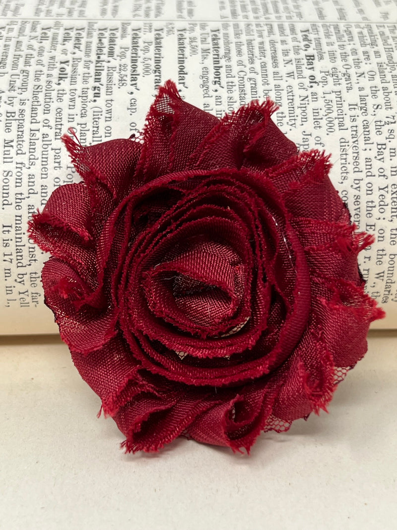 2.5" Wine Red Shabby Flower