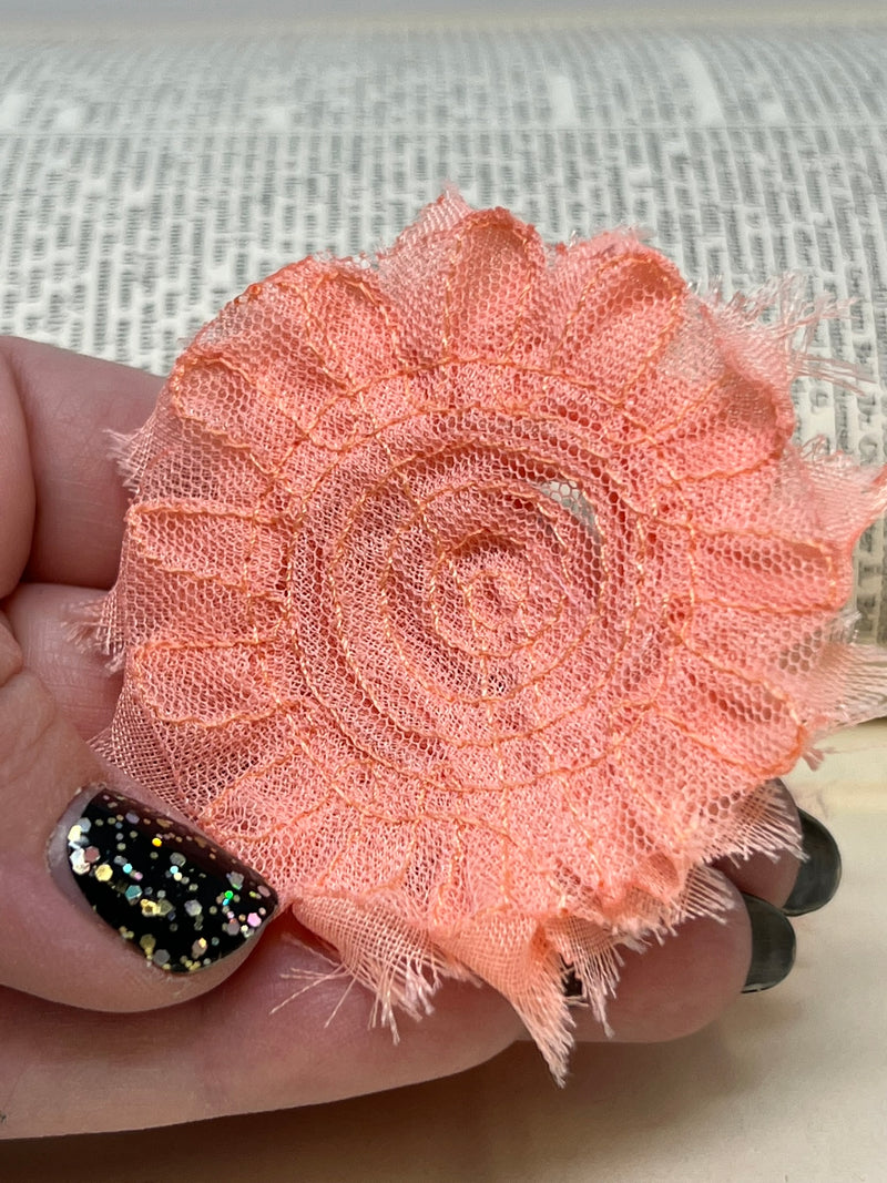 2.5" Light Orange Shabby Flower