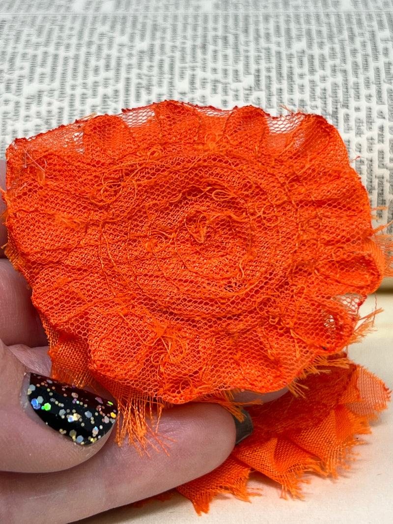 2.5" Orange Shabby Flower