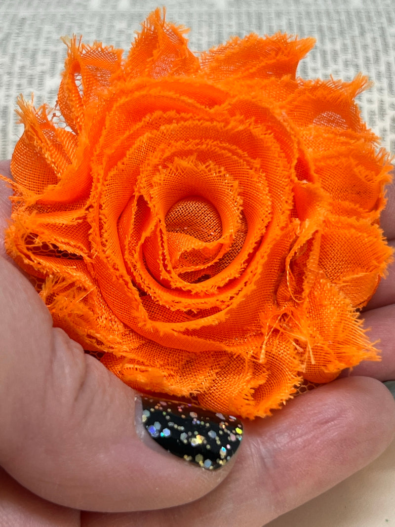 2.5" Tangerine Shabby Flower