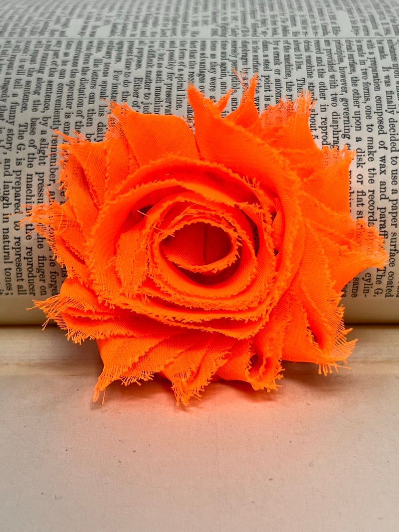2.5" Fluorescent Orange Shabby Flower