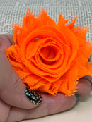 2.5" Fluorescent Orange Shabby Flower