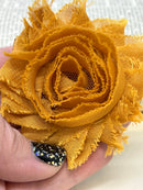 2.5" Dark Yellow Shabby Flower