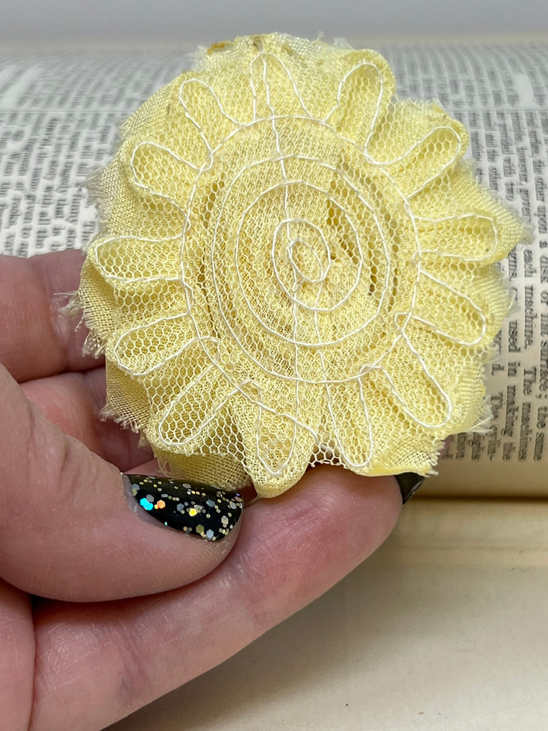 2.5" Light Yellow Shabby Flower