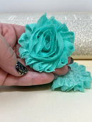 2.5" Turquoise Shabby Flower