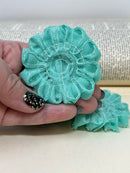 2.5" Turquoise Shabby Flower