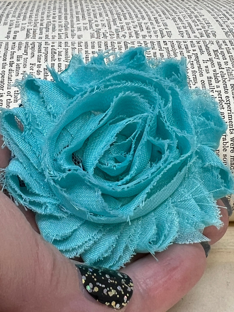 2.5" Dark Turquoise Shabby Flower