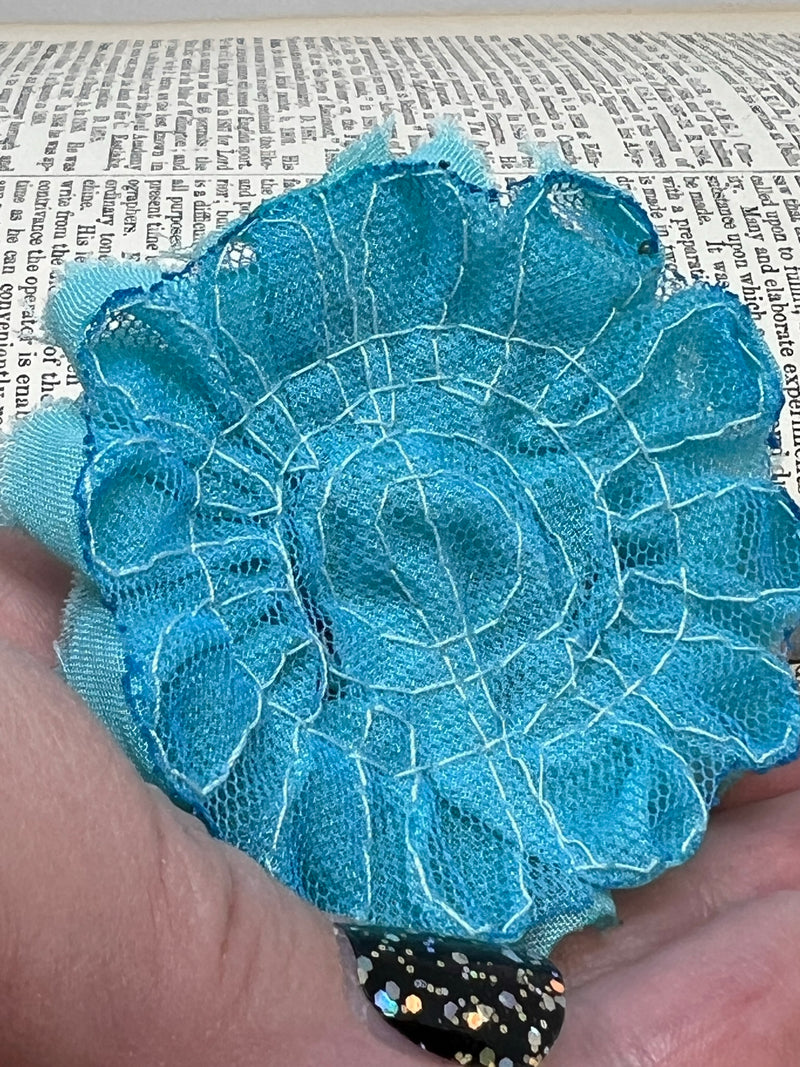2.5" Dark Turquoise Shabby Flower