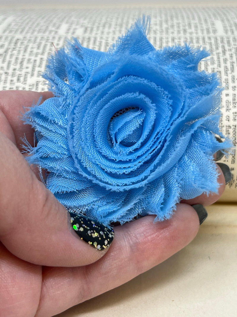 2.5" Light Blue Shabby Flower