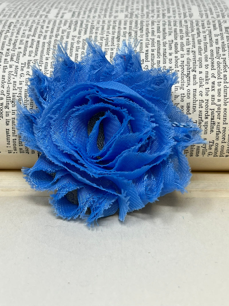 2.5" Medium Blue Shabby Flower