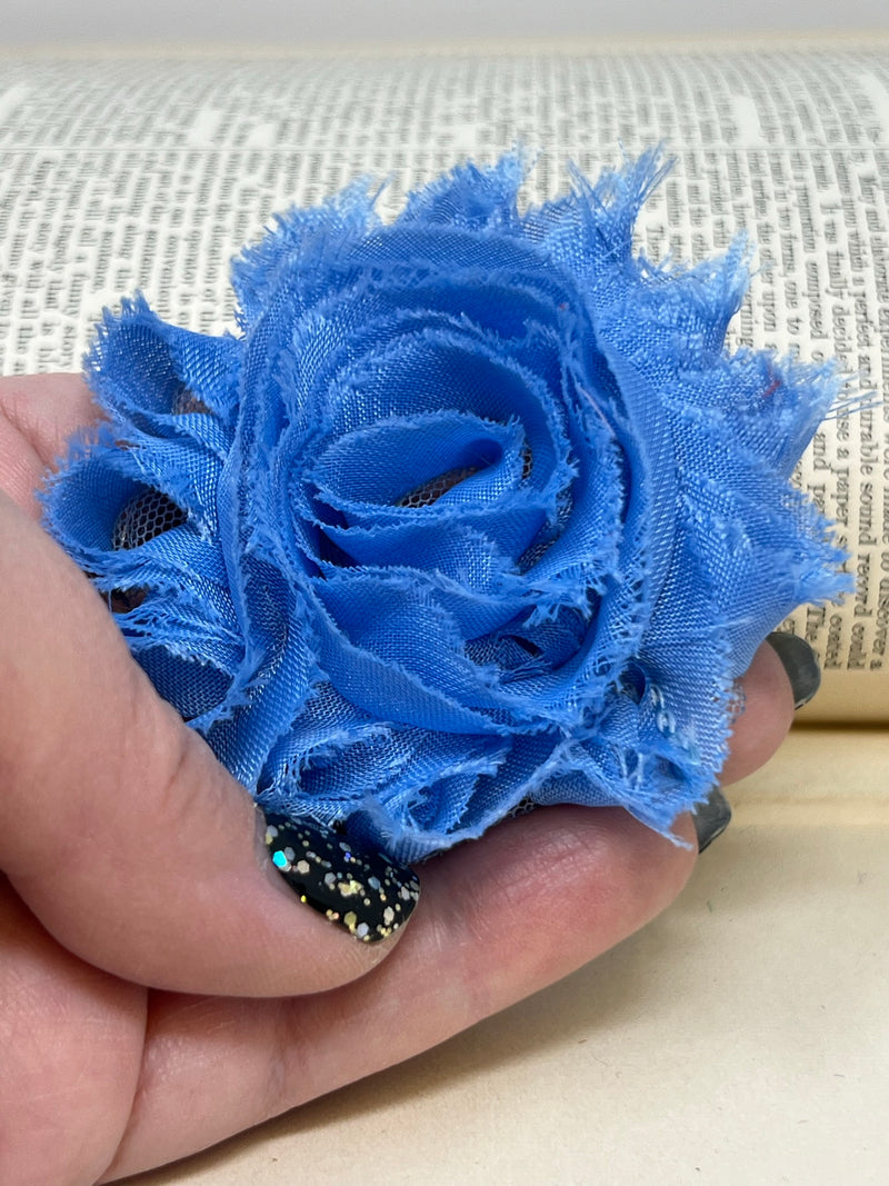 2.5" Medium Blue Shabby Flower