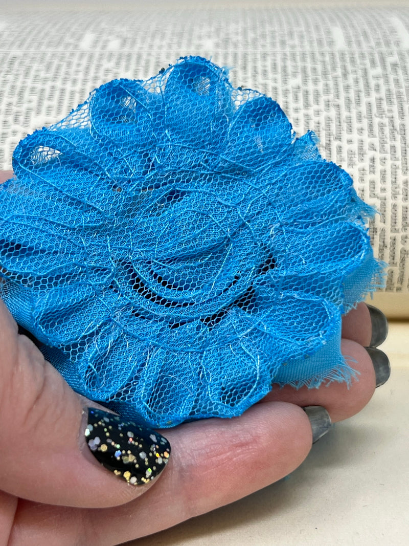 2.5" Blue Shabby Flower