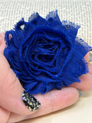 2.5" Royal Blue Shabby Flower