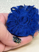 2.5" Royal Blue Shabby Flower
