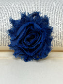 2.5" Light Navy Blue Shabby Flower