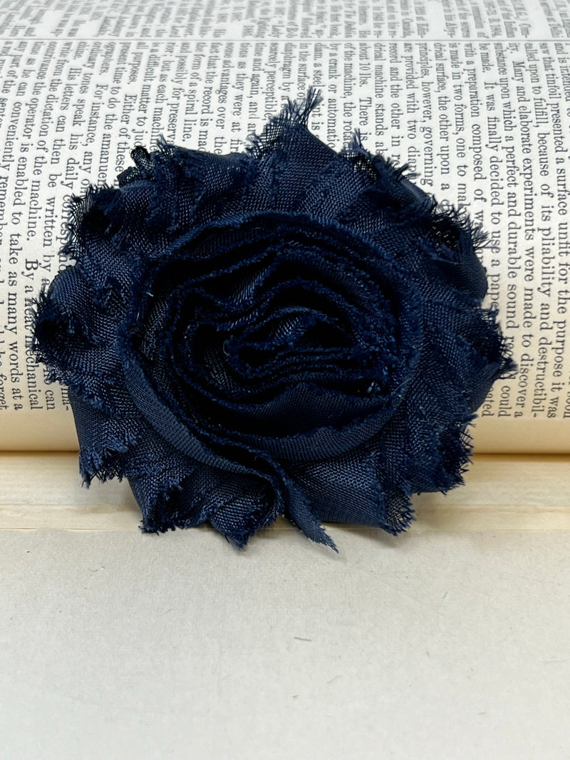 2.5" Navy Blue Shabby Flower
