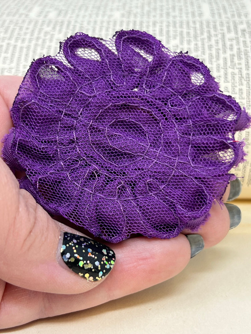 2.5" Ultra Violet Shabby Flower