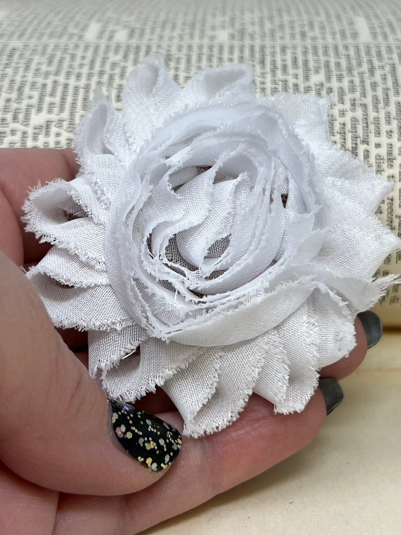 2.5" White Shabby Flower