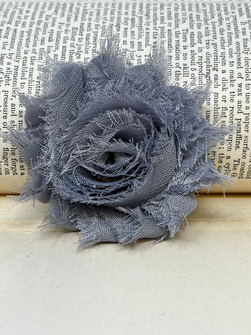 2.5" Silver Gray Shabby Flower