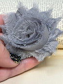 2.5" Silver Gray Shabby Flower
