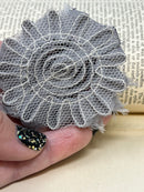2.5" Silver Gray Shabby Flower