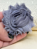 2.5" Medium Gray Shabby Flower