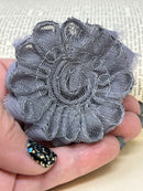 2.5" Medium Gray Shabby Flower