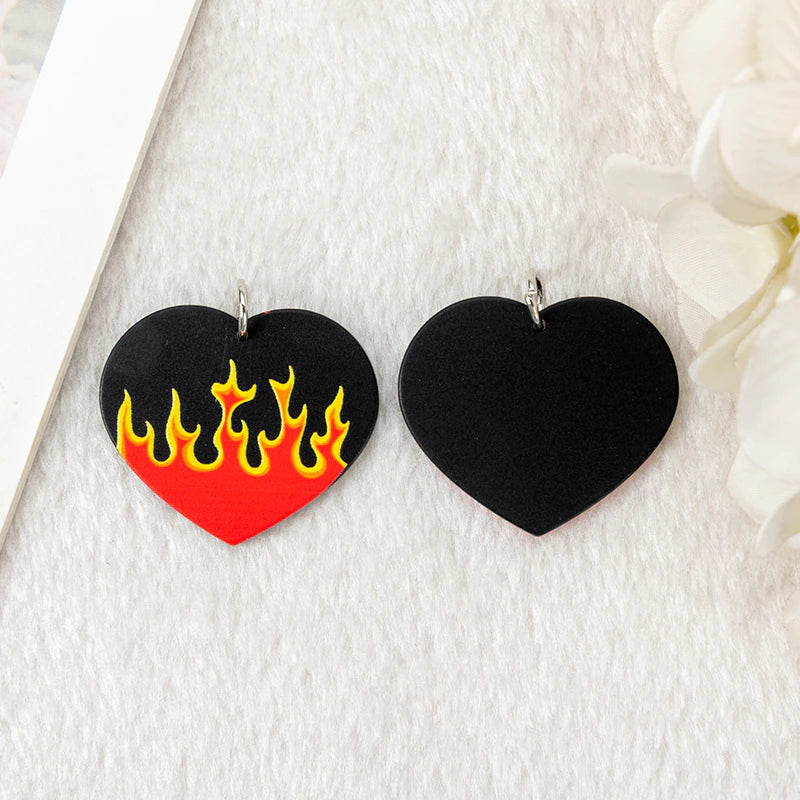 Flaming Heart Acrylic Charm