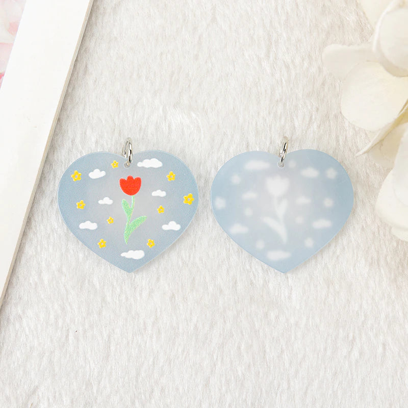 Floral Sky Heart Acrylic Charm