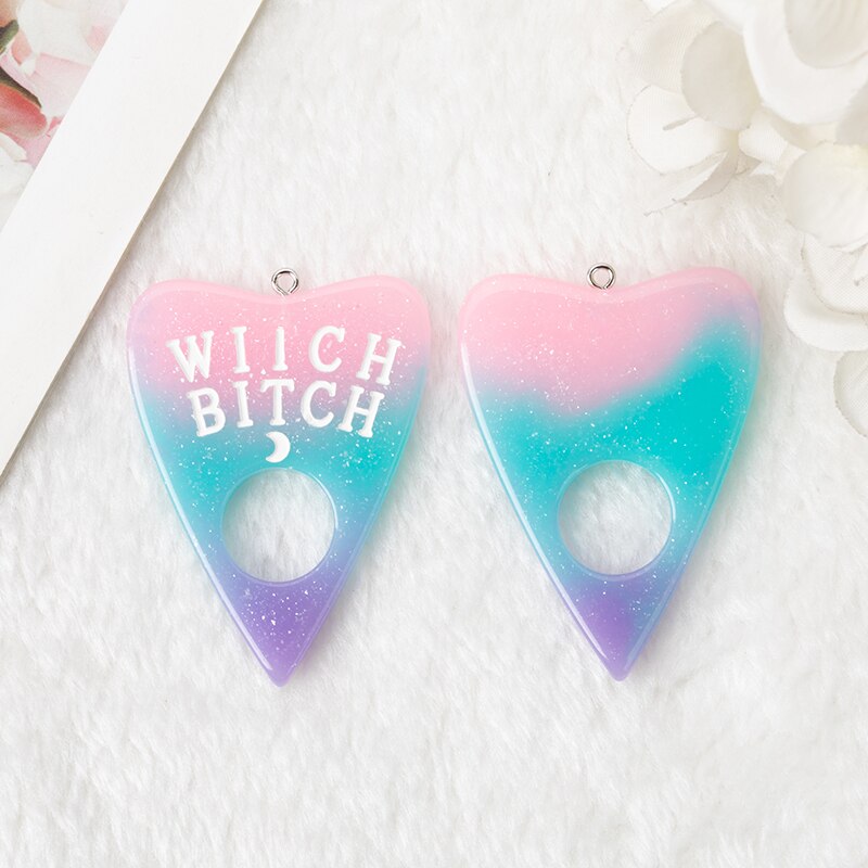 Pink, Blue and Purple Witch Planchette Resin Pendant