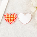 Brown Checkerboard Heart Acrylic Charm