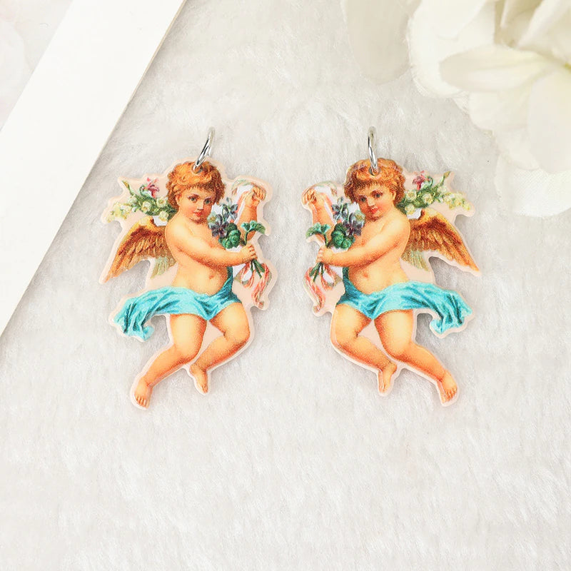 Floral Cherub Acrylic Charm