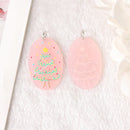 Pink Christmas Tree Doodle Acrylic Charm