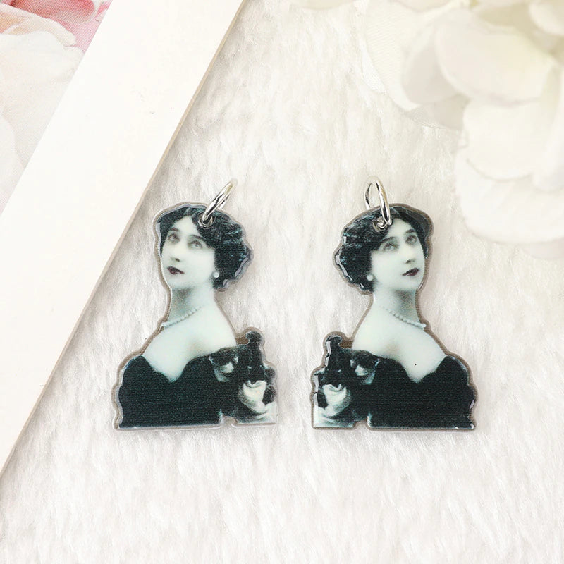 Black and White Belle Acrylic Charm