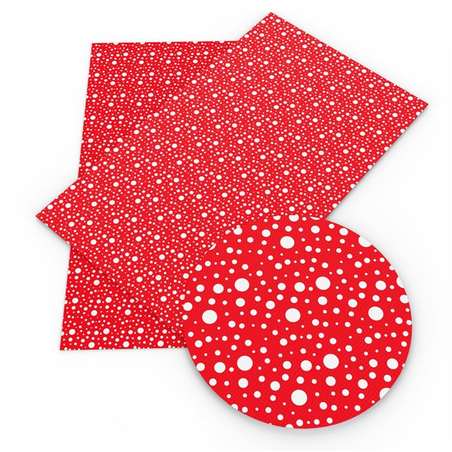 Red and White Dots Faux Leather Sheet